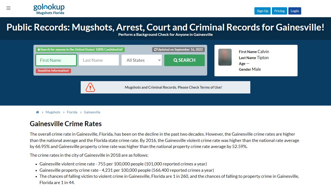 Mugshots Gainesville, Arrest Records Gainesville - GoLookUp